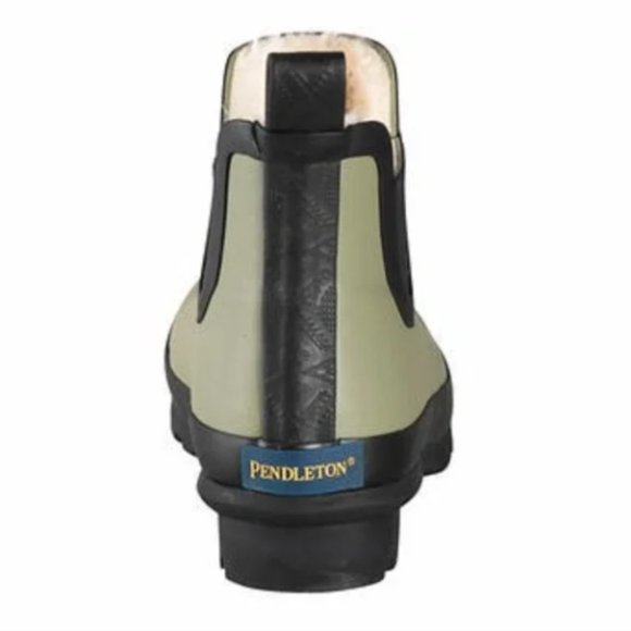 Pendleton Fur Lined Chelsea Olive Ankle Rubber Rainboots NIB - Picture 3 of 8